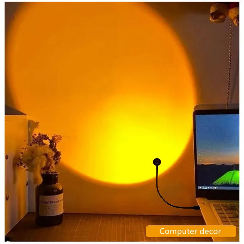 USB Sunset Lamp LED Rainbow Neon Night Light Projector Photography Wall Atmosphere Lighting for Bedroom Home Room Decor Gift HIP