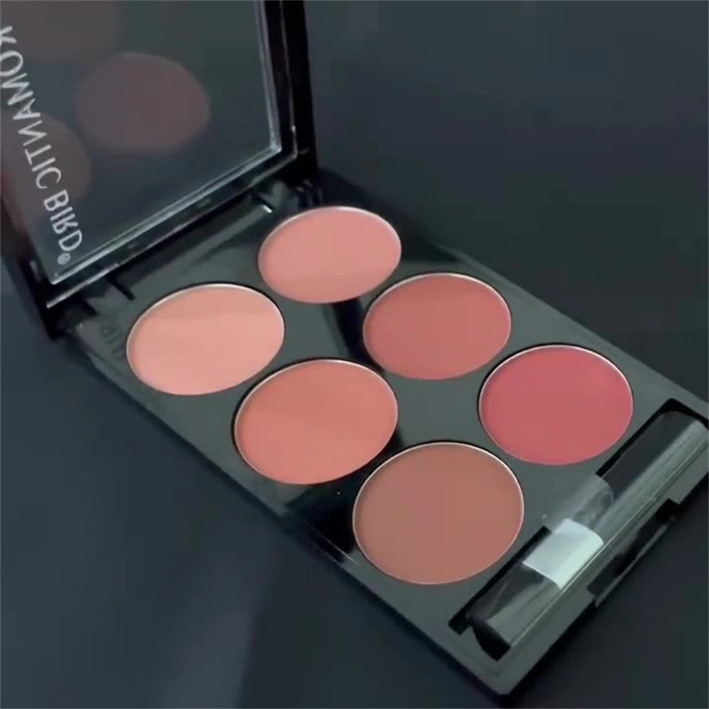 6-Color Blush and Contouring All-in-One Palette, Pearlescent Matte Powder Makeup Palette Glitter Highlighter Brighten Palette HIP