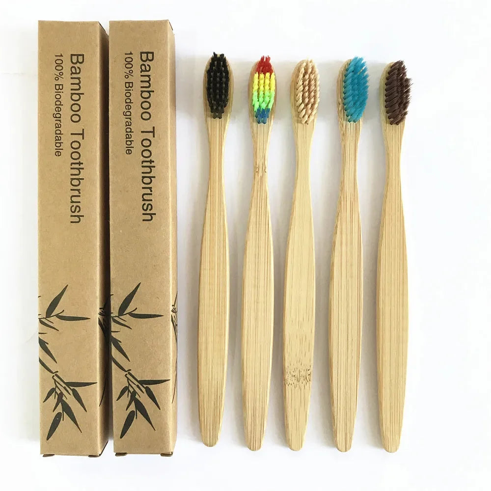 50/Pack Natural Bamboo Toothbrush Wood Toothbrushes Soft Bristles Capitellum Fiber Teeth brush Eco-Friendly Oral Care wholesale HIP