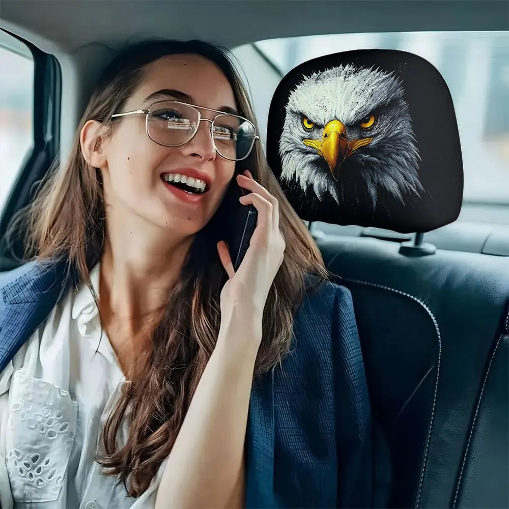 2-Pack Eagle Print Car Headrest Pillows – SUV, Sedan & Truck Car Headrest Pillow HIP
