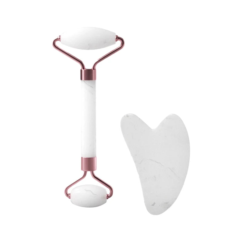 Resin Gua Sha Facial Massager & Roller Set – Skin Care Gua Sha Roller Set HIP C522-White AB