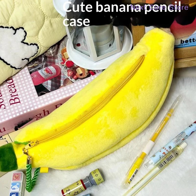 Kawaii Banana Plush Pencil Case – Cute Fruit Stationery Bag Plush Pencil Case HIP