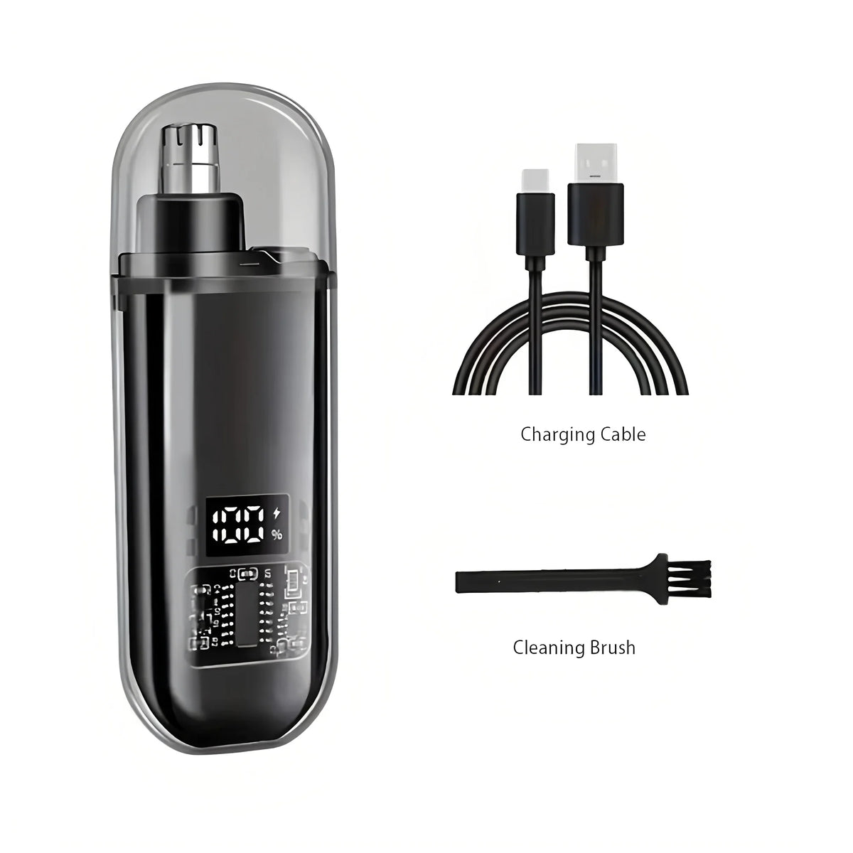 2-in-1 Rechargeable Electric Nose & Ear Hair Trimmer – Unisex Nose & Ear Trimmer HIP black