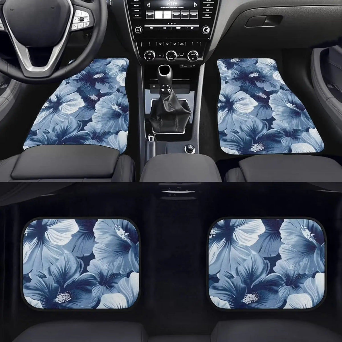 Blue Hibiscus Car Floor Mats – Universal Washable 4-Piece Set Car Floor Mats HIP