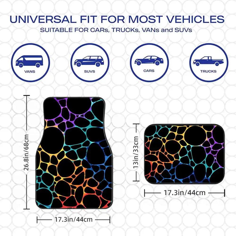 4-Piece Color Stripe Black Car Floor Mats – XPE Anti-Slip Car Floor Mats HIP