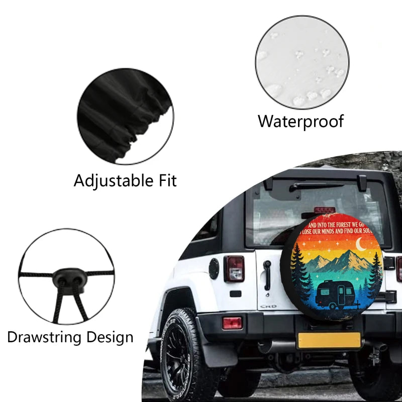 Vintage Forest Camper Spare Tire Cover – Retro Sunset RV SUV Spare Tire Cover HIP