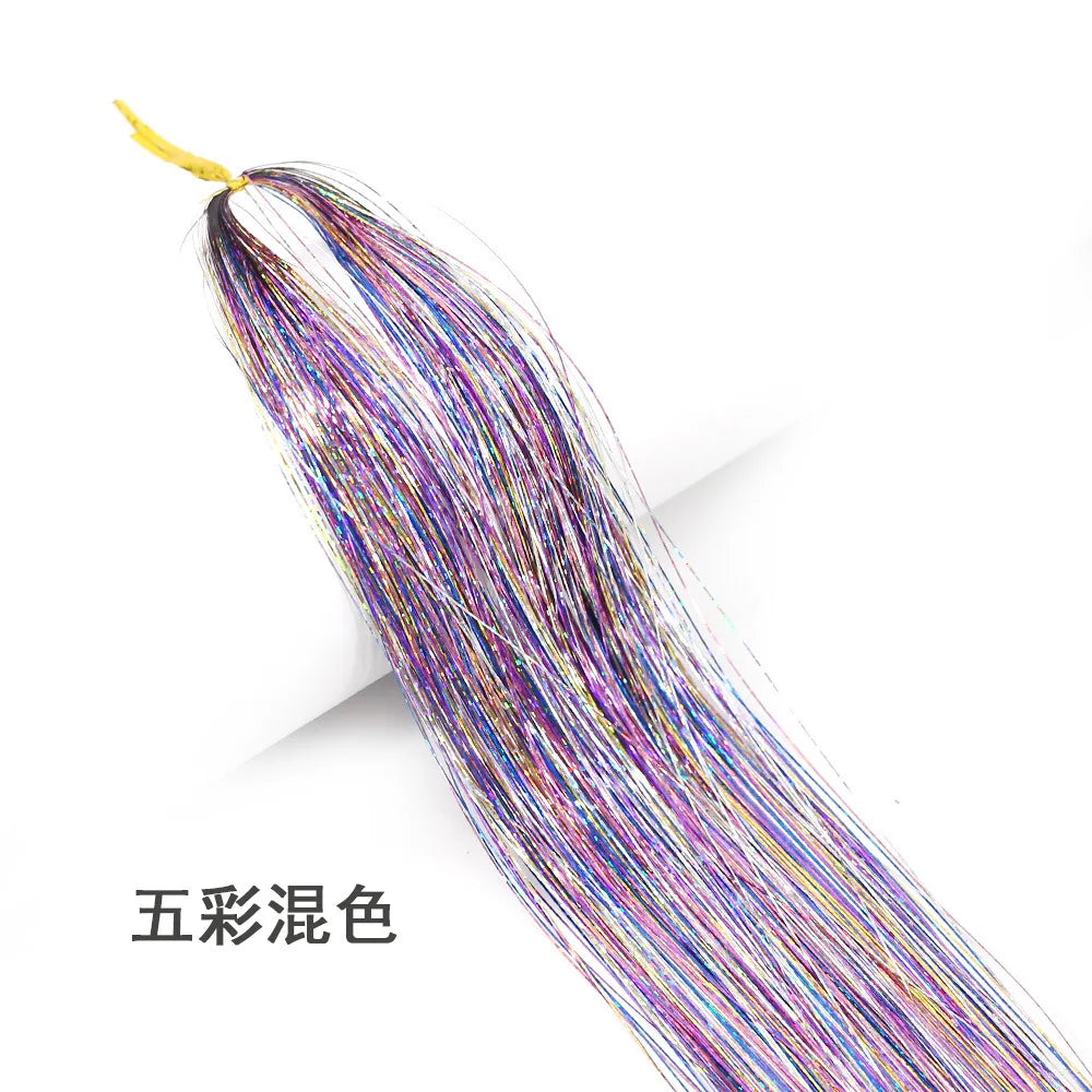 Shiny Sparkle Hair Tinsel Kit Rainbow Women Colorful Glitter Bling Hair Extension Twinkle Hair Dazzles Accessories for Braiding HIP 15