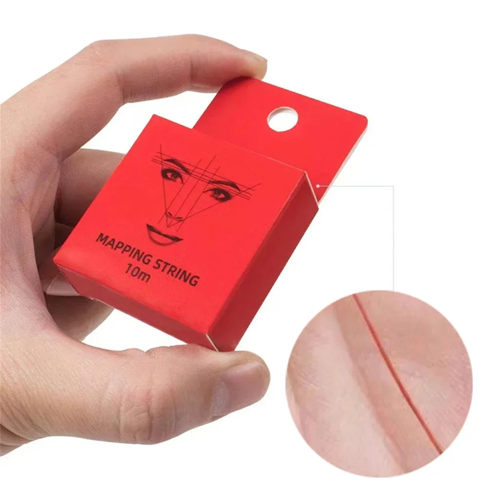 10Meter Brown Microblading Mapping Pre-Ink String for Makeup Eyebrow Dyeing Linen Thread Semi Permanent Positioning Measure Tool HIP Red-Red 1Pc