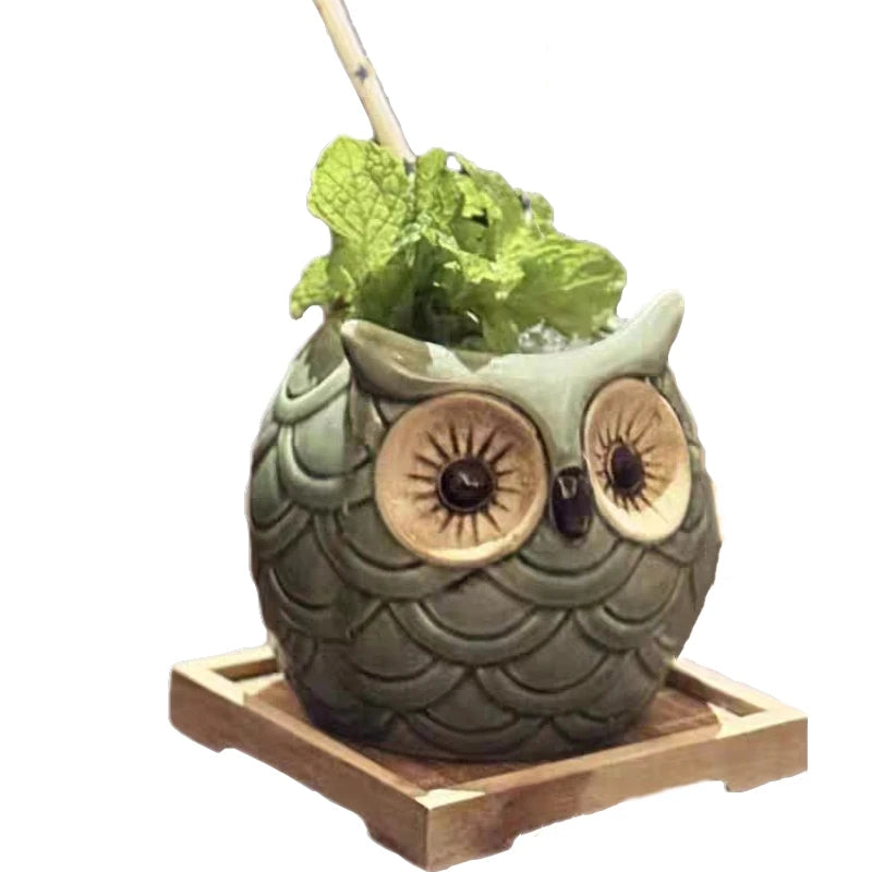 500ml Owl Tiki Mug – Ceramic Porcelain Beer & Wine Cup Ceramic Tiki Mug HIP