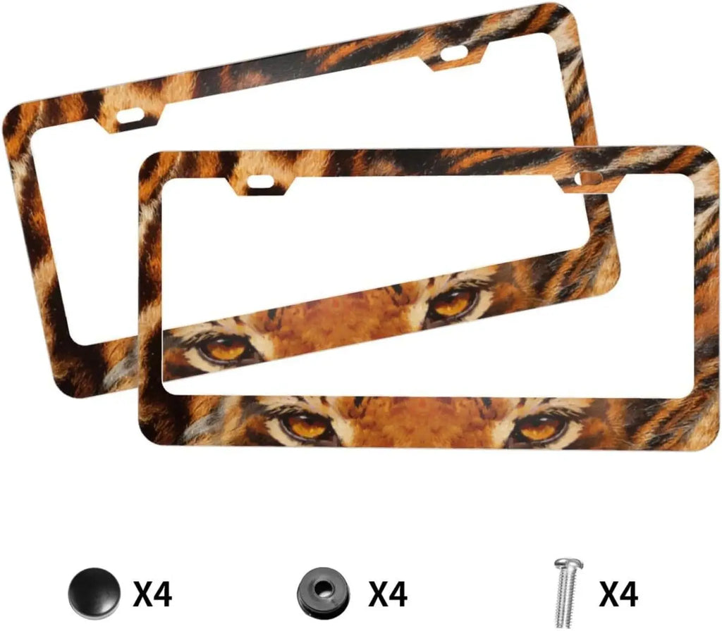 Tiger Eyes Aluminum License Plate Frame 2-Pack – Black License Plate Frame HIP