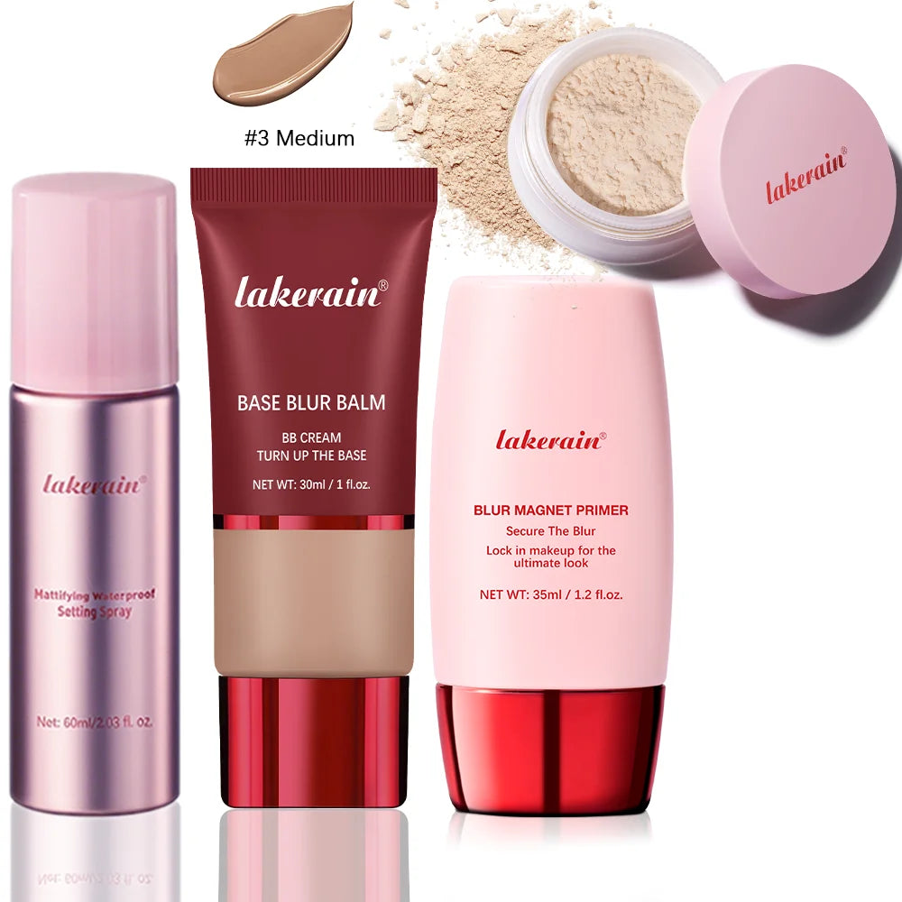Ultimate Blurring Setting Powder Travel Size Set Waterproof Setting Spray Blur Magnet Primer BASE BLUR BALM Oil Control Kit HIP 3 medium set2