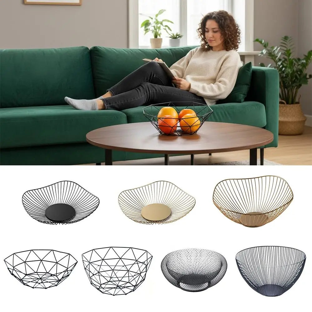 Nordic Black & Gold Iron Fruit Basket – Multi-Size Storage Iron Fruit Basket HIP