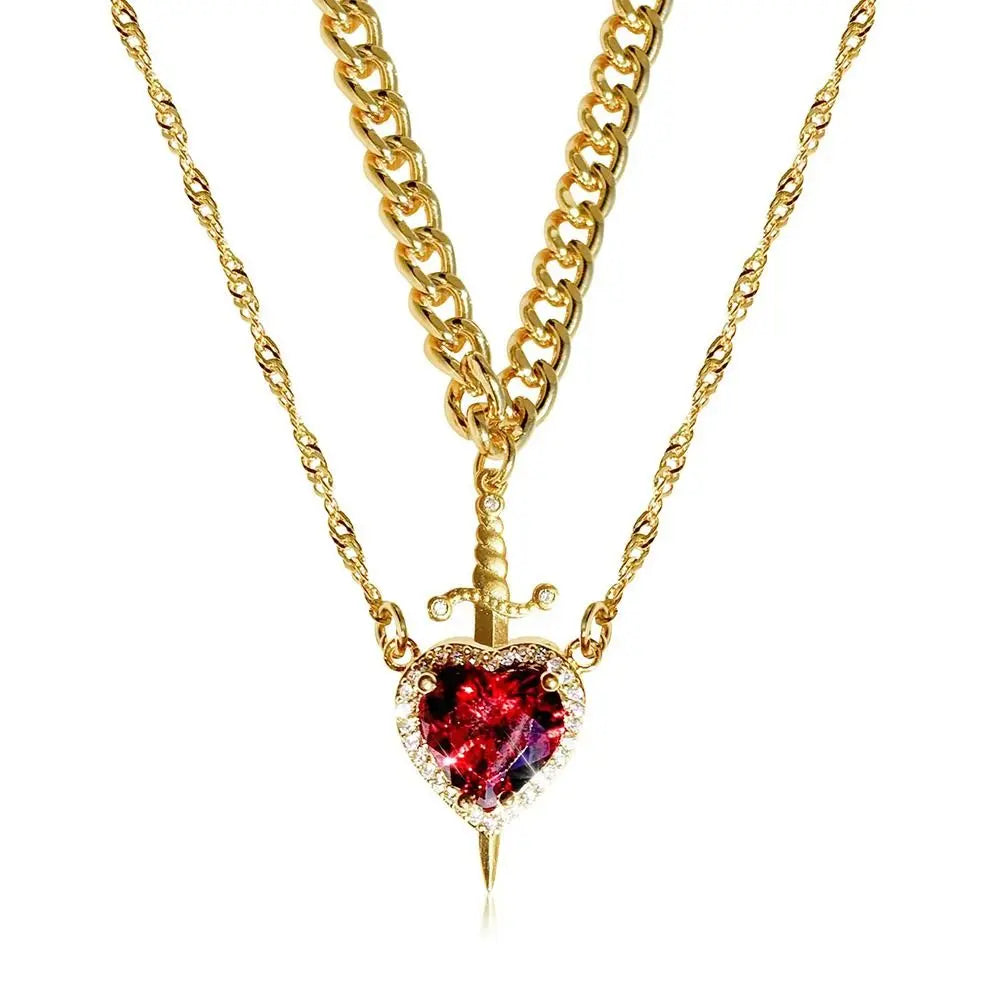 Heart & Sword Pendant Necklace – Silver Plated | HIP Pendant Necklace HIP