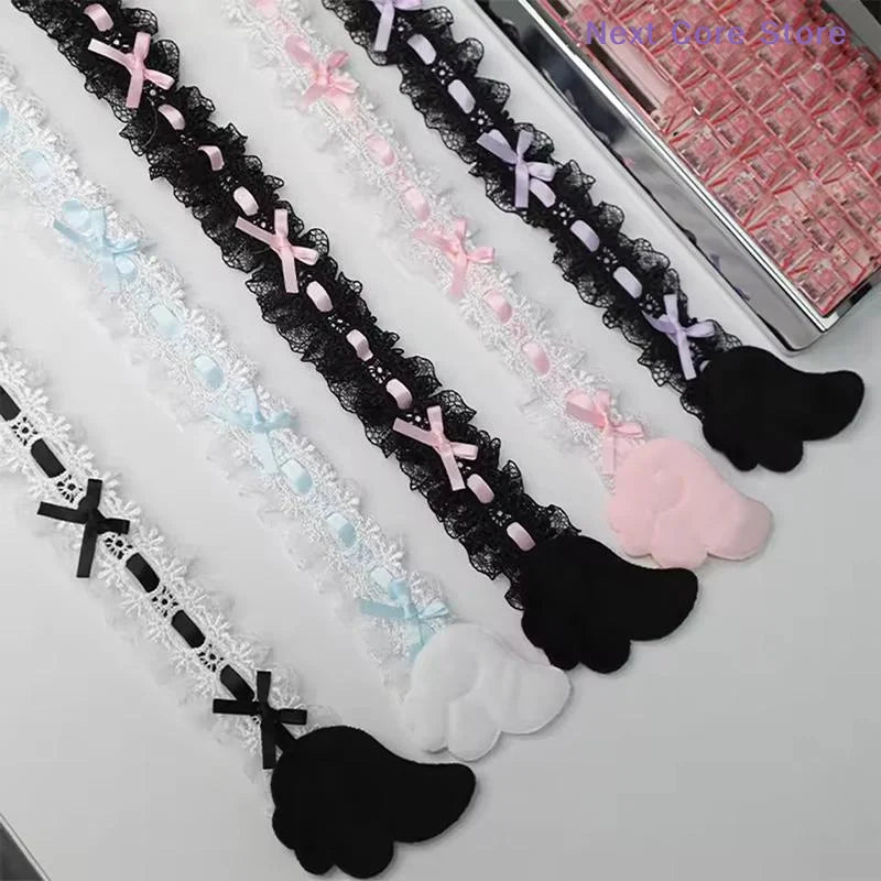 Black Bow Lace Wing Monitor Decor Strip Stickers | Gaming Desk Monitor Decor Sticker HIP
