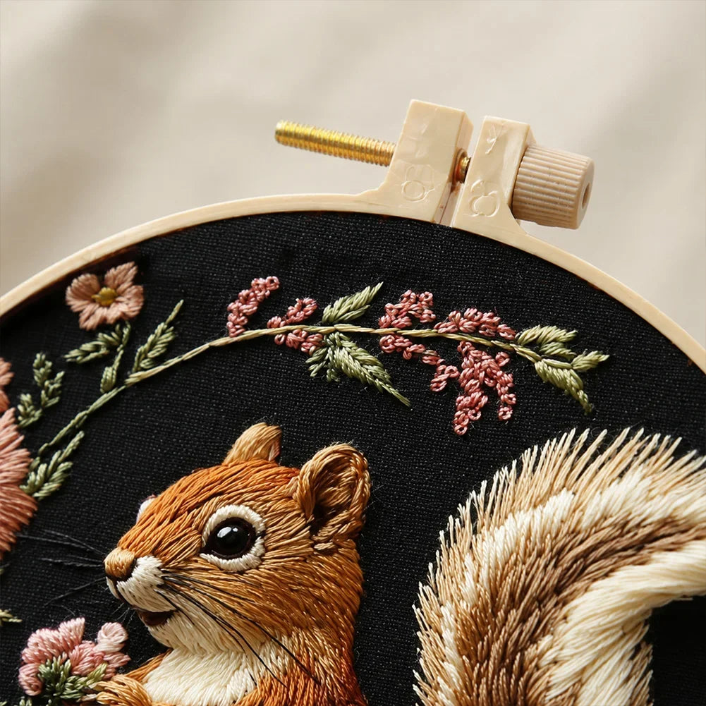 Animal Landscape Rural Squirrel DIY Embroidery Set Adult Beginners Handmade Embroidery Set Accessories Gifts HIP
