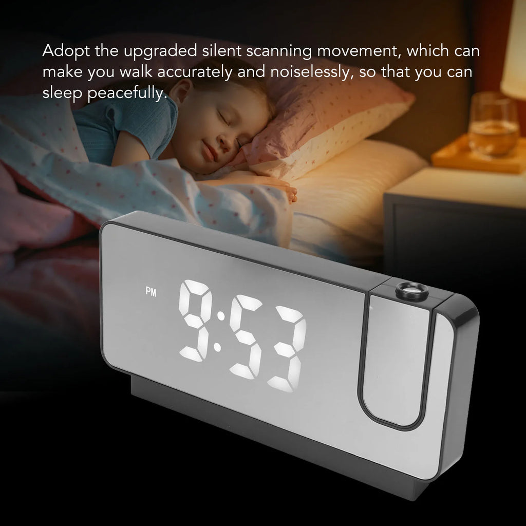 Projection Alarm Clock 180 Degree Wide Angle Projectable Clock USB Power Supply Flexible LED Screen Time Management for Home HIP