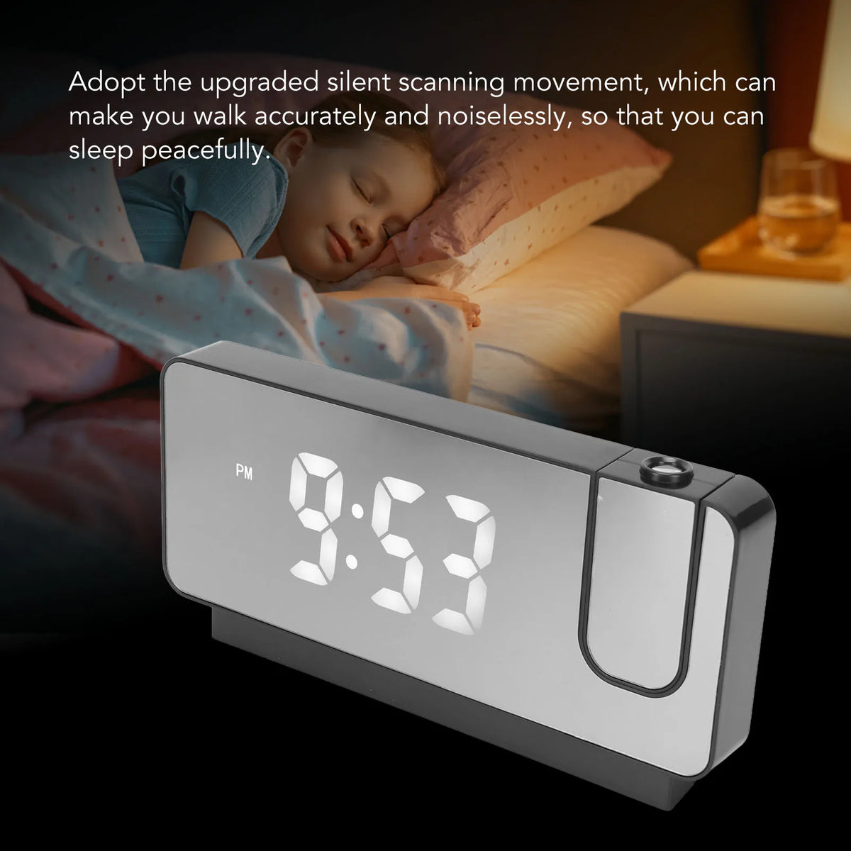 Projection Alarm Clock 180 Degree Wide Angle Projectable Clock USB Power Supply Flexible LED Screen Time Management for Home HIP