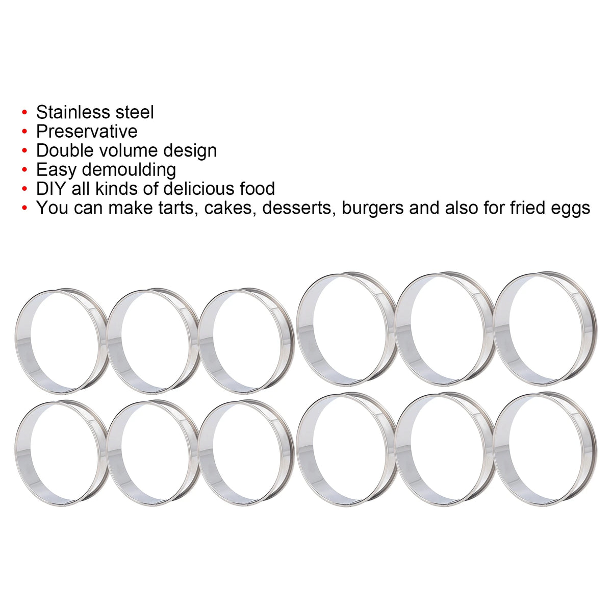 6pcs English Muffin Rings Preservative Double Volume Design Crumpet Rings DIY Production Easy Demoulding for Hamburger for Cake HIP