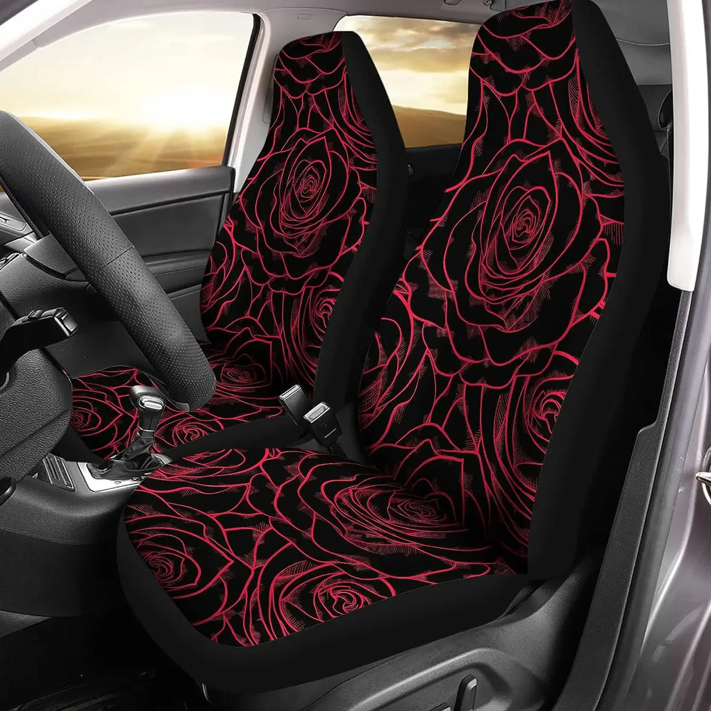 Red Rose Paisley Car Seat Covers – 2-Piece Front Set Car Seat Covers HIP