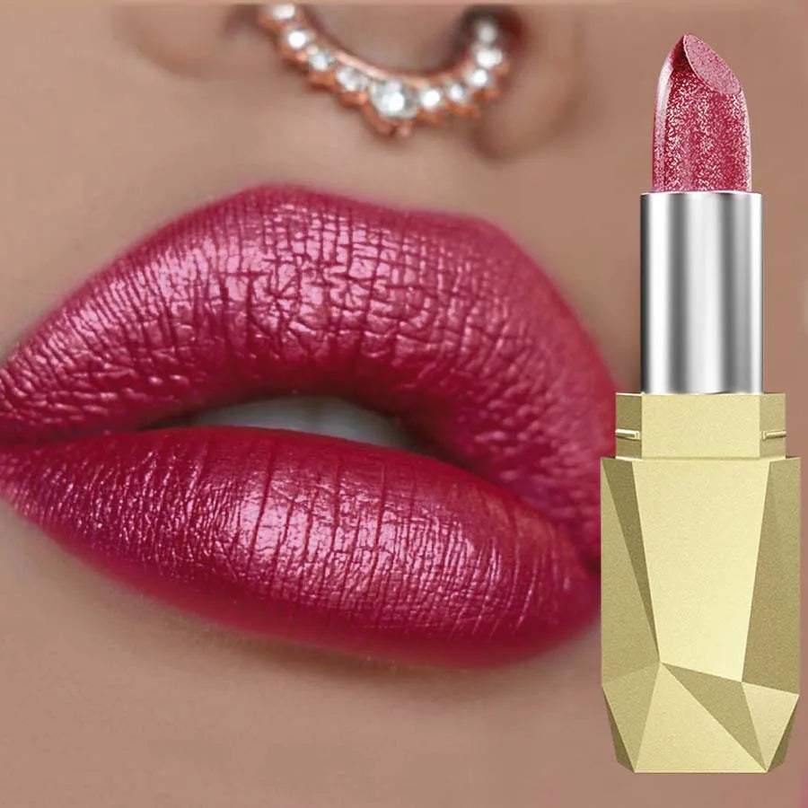 1PC Diamond Shimmer Diamond Shimmer Glitter Lipstick Long Lasting Waterproof Lip Oil for Women Girls Lips Tint Makeup Cosmetics HIP