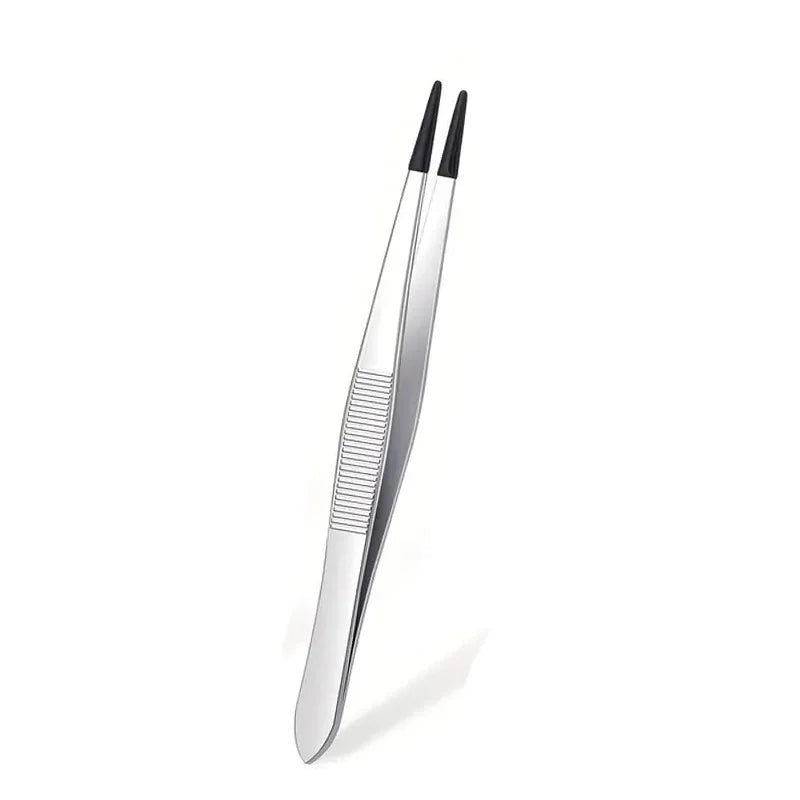 1pcs Tweezers With Rubber False Eyelash Adhesive Attachment Clamp Tips Tweezers Rubber Silicone Coated Multifunctional Product HIP Bk Jian