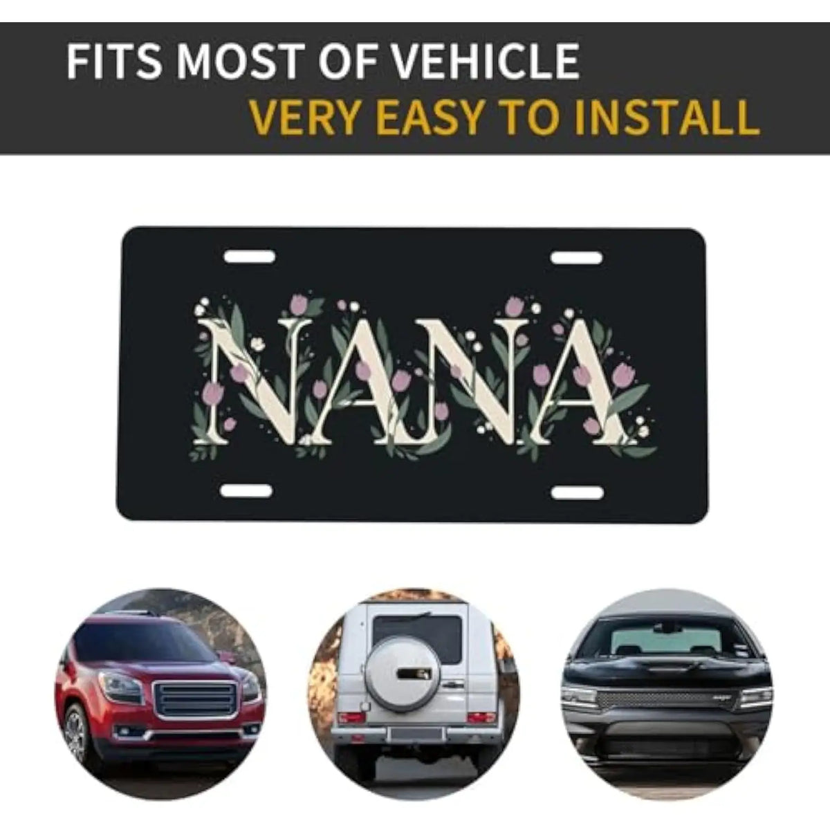 Nana Floral Aluminum License Plate – Grandmother Gift Decorative License Plate HIP