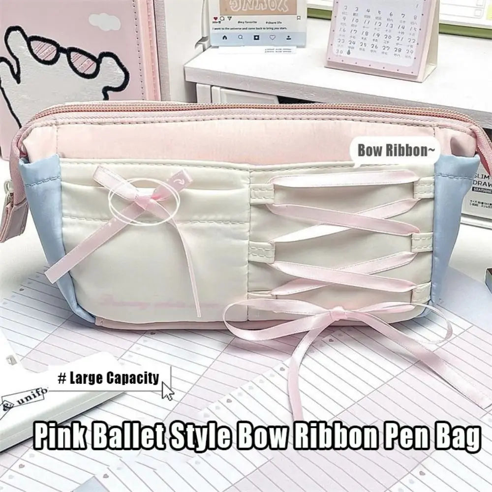 Pink Ballet Bow Pencil Case – Large Capacity Pen Bag Pencil Case HIP
