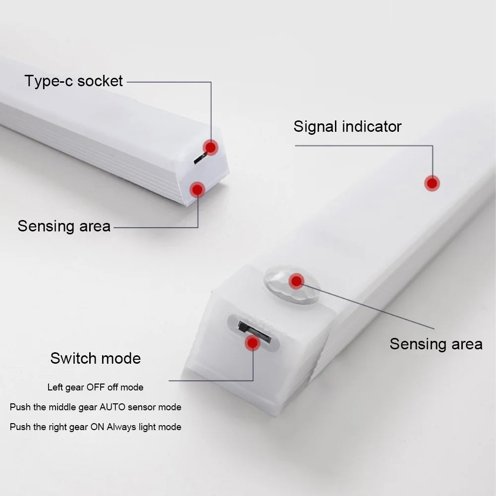 Motion Sensor Night Light USB Rechargeable 3-Color LED Strip Motion Sensor Night Light HIP