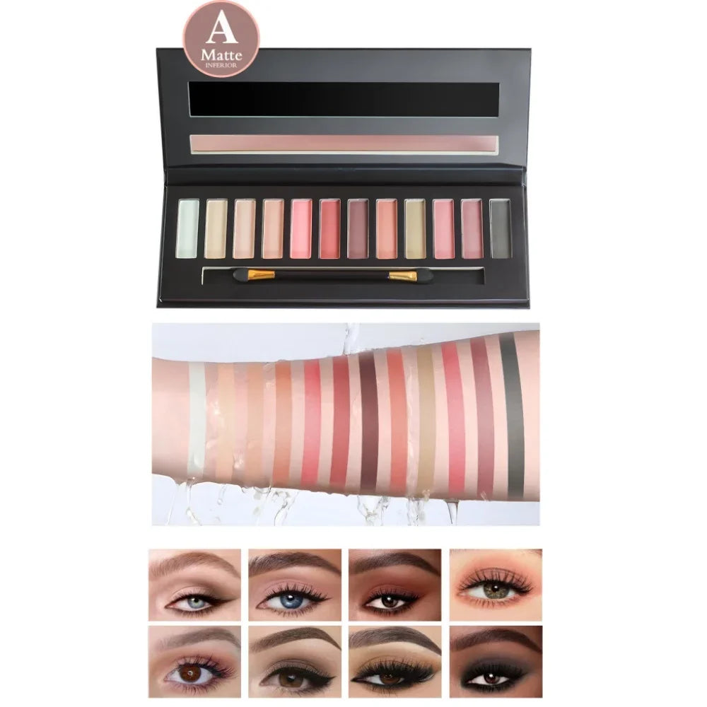 Fit Colors 12-Shade Matte & Shimmer Eyeshadow Palette | Contour & Blush Eyeshadow Palette HIP