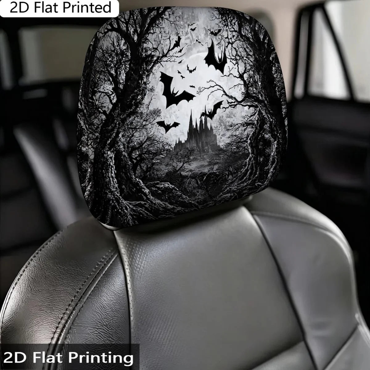 2-Pack Gothic Castle Bat Print Car Pillow Covers | Dark Style Decorative Pillow Covers HIP