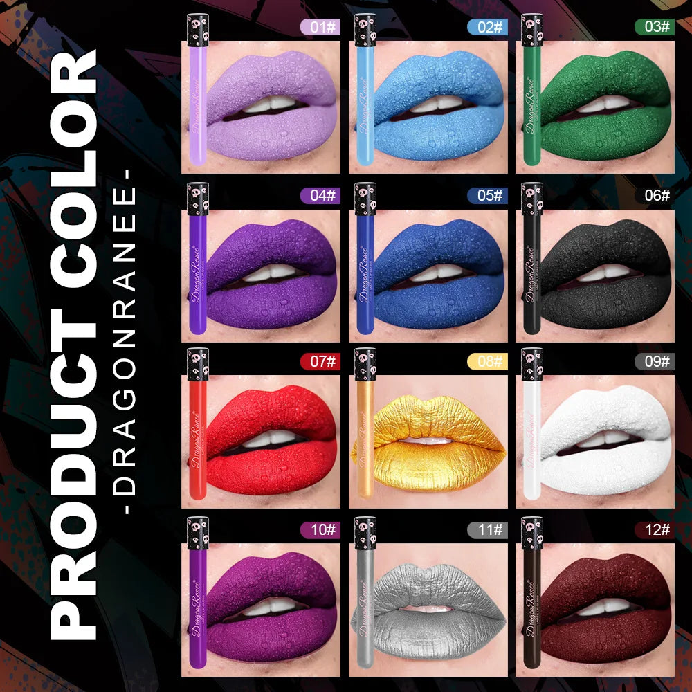 Dragon Ranee 12-Shade Matte Lip Glaze – Halloween Cosplay Set Matte Lip Glaze Set HIP