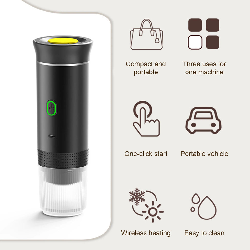 Portable Coffee Machine 3 in 1 Cordless Electric Coffee Maker Work With Capsule and Ground Coffee 15Bar Mini Cold Brew HIP
