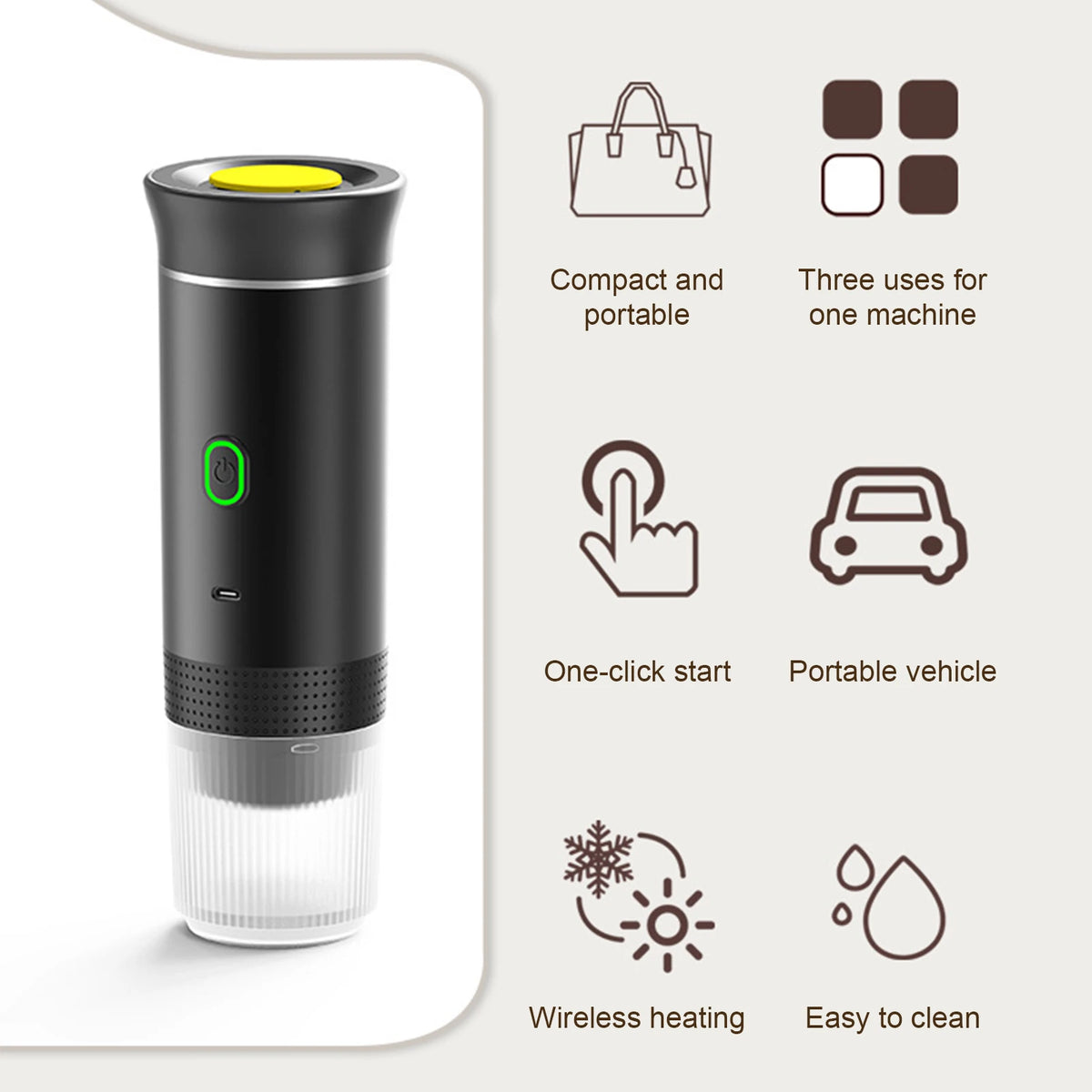Portable Coffee Machine 3 in 1 Cordless Electric Coffee Maker Work With Capsule and Ground Coffee 15Bar Mini Cold Brew HIP