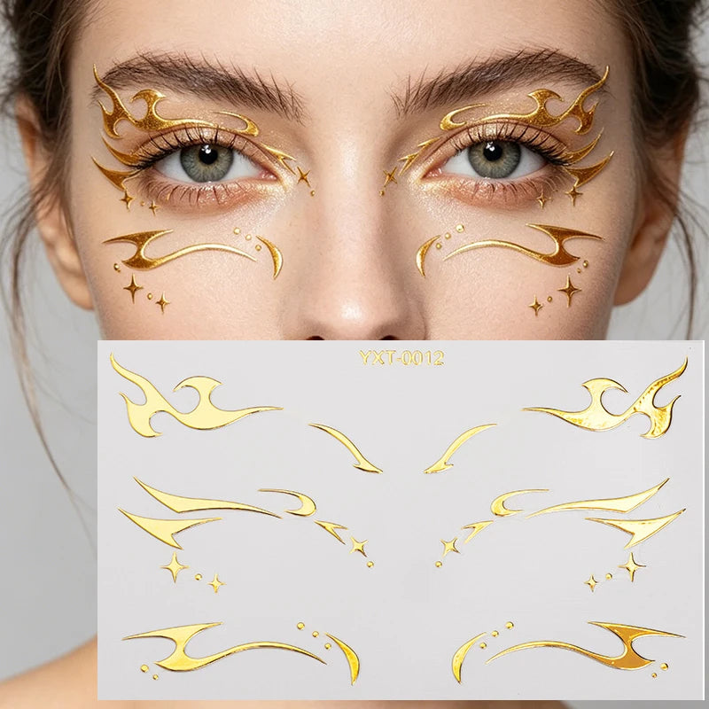Colorful Eyes Makeup Stickers Laser Eye Eyeliner Eyebrows Face Art Sticker Decals Halloween Temporary Tattoo Party Decorations HIP YXT-012-1Pc