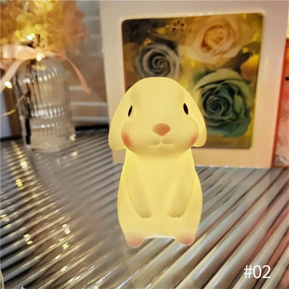 Vinyl Night Light Bedroom Decor Lights Button Battery Powered Moonlight Cartoon Animal Lamps Children Gift Decorative Lamp HIP Rabbit Big Size