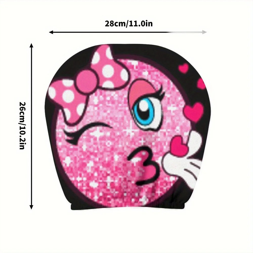 2-Pack Pink Glitter Heart Car Headrest Covers for Women & Girls Car Headrest Covers HIP
