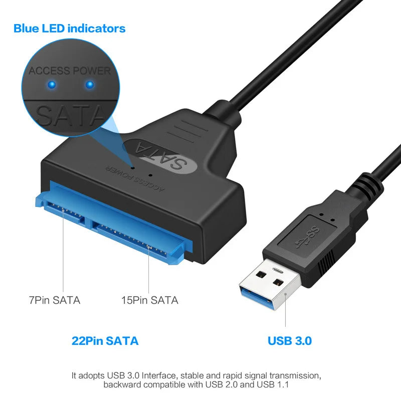 SATA to USB 3.0 Adapter Cable – 6 Gbps for 2.5" HDD & SSD SATA USB Adapter Cable HIP