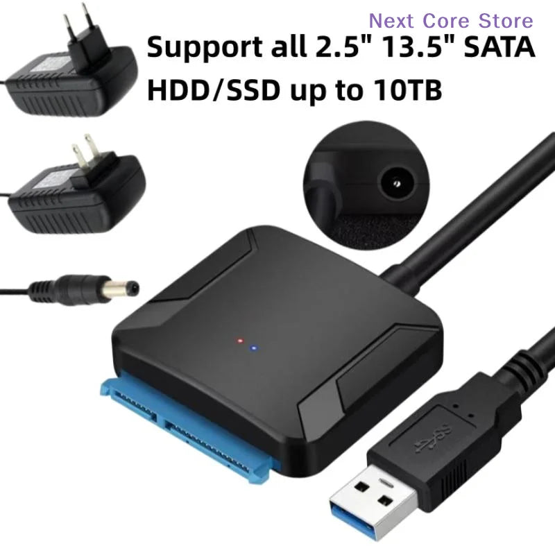 SATA to USB 3.0 Adapter – 2.5/3.5" SSD HDD Converter Cable HDD USB Adapter HIP