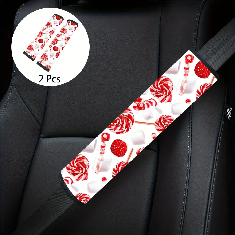 Candy Cane Seat Belt Covers – Soft Shoulder Protectors 2pcs Seat Belt Covers HIP