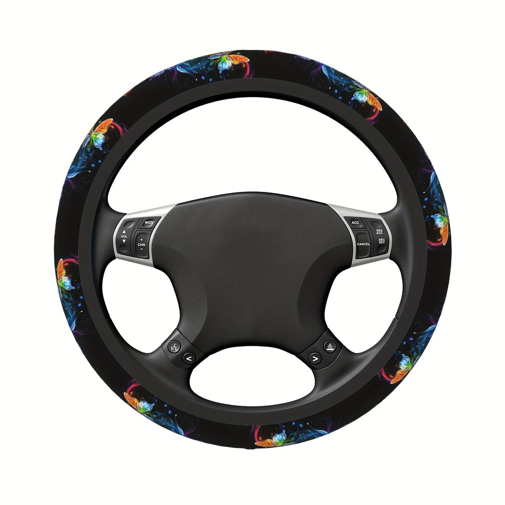 Butterfly Floral Steering Wheel Cover – Non-Slip Universal Fit Steering Wheel Cover HIP