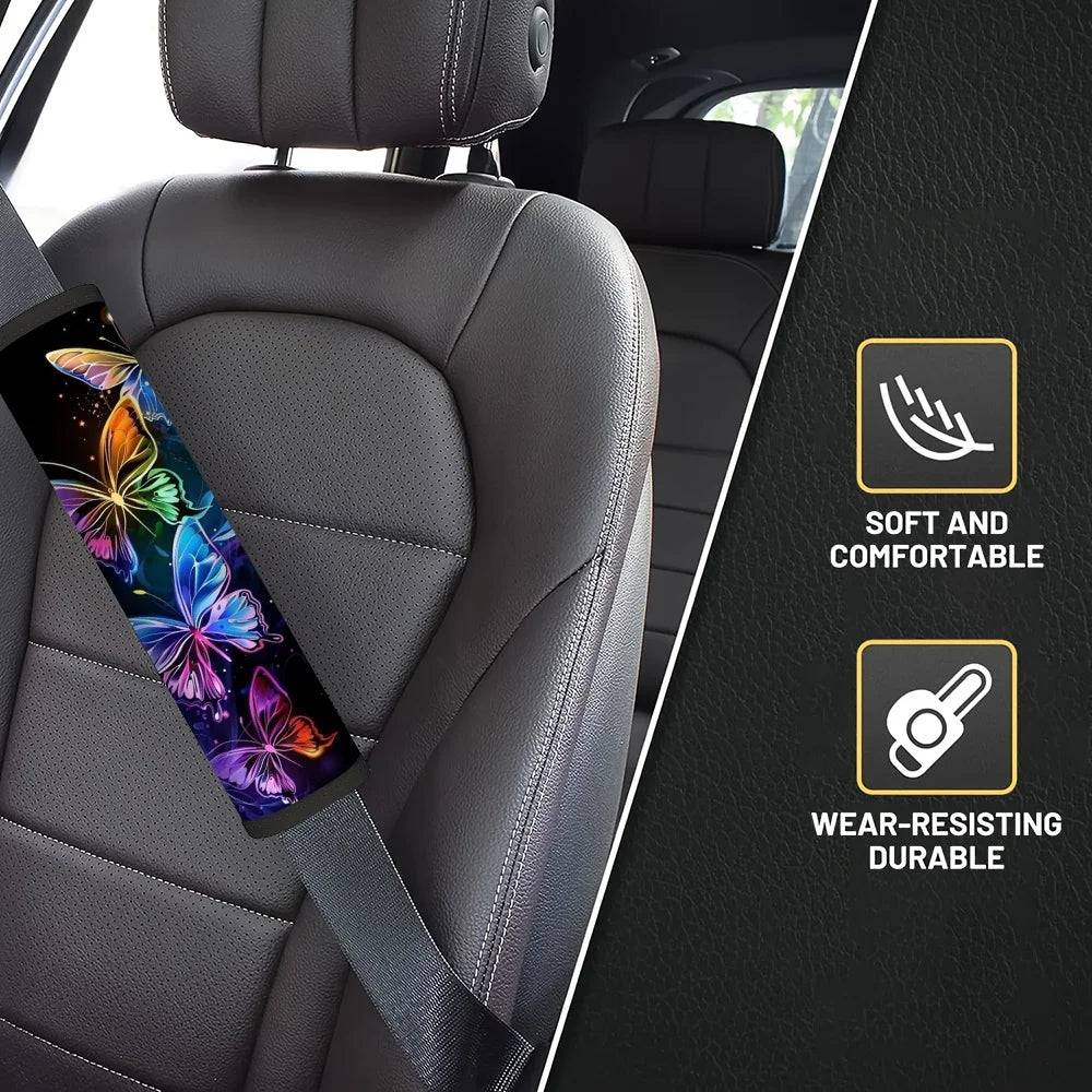 2pc Butterfly Car Seat Belt Pads – Soft Colorful Covers Seat Belt Cover HIP