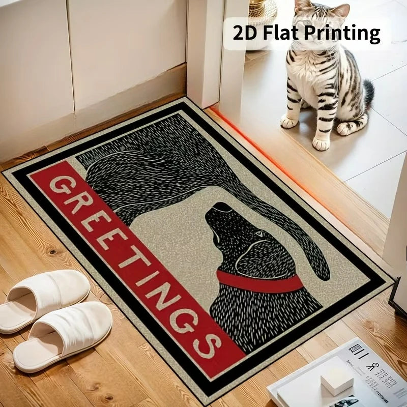Black Dog Non-Slip Doormat – Beige Entry & Kitchen Floor Mat Decorative Doormat HIP 1 50x80cm-Felt