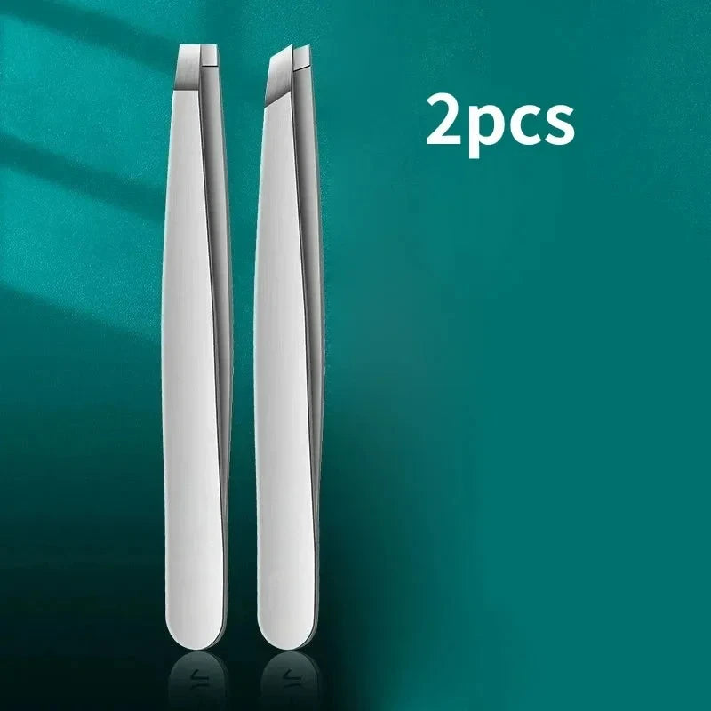 RUZOFO 4-Piece Stainless Steel Eyebrow Tweezer Set Eyebrow Tweezer Set HIP C518-Silver 2pcs