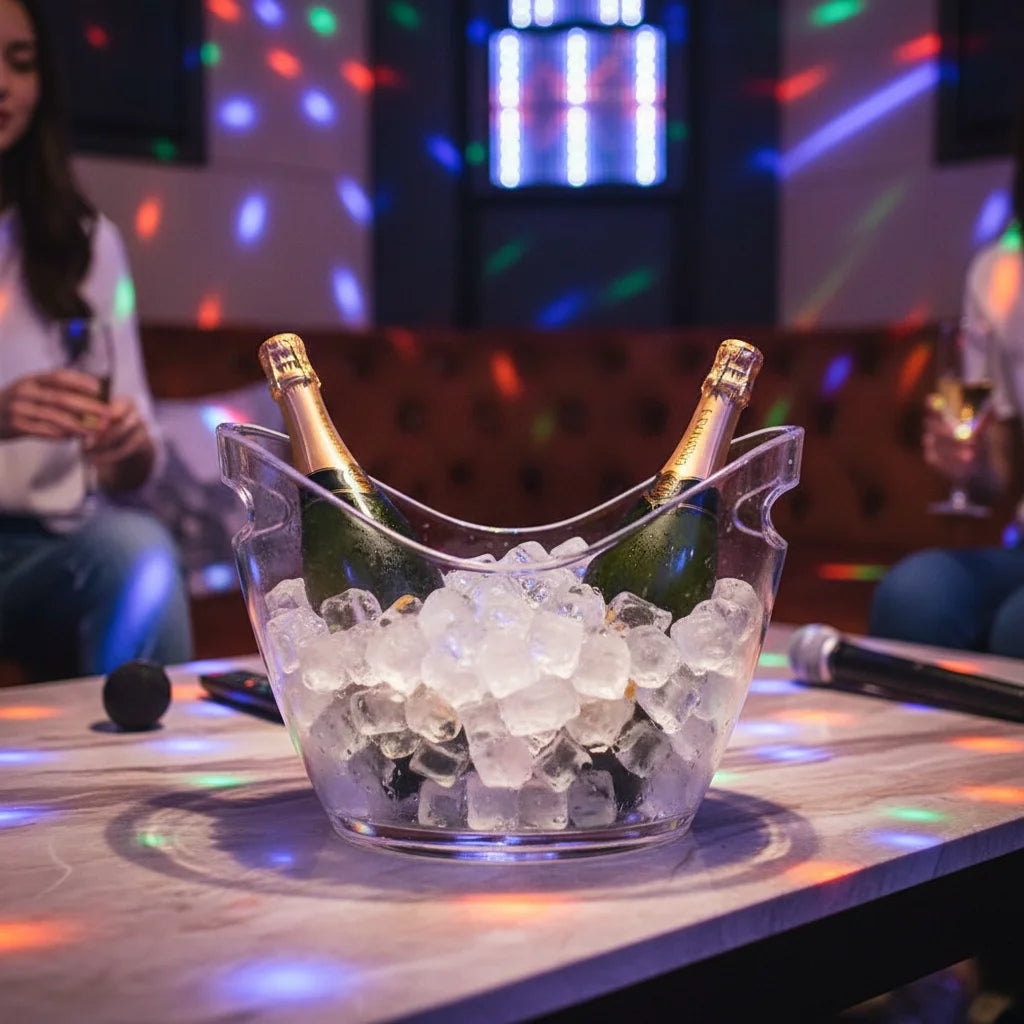 Large Capacity Ice Bucket Transparent Plastic Champagne Wine Bucket With Handle Portable Beer Ice Tub For KTV Bar Party Supply HIP