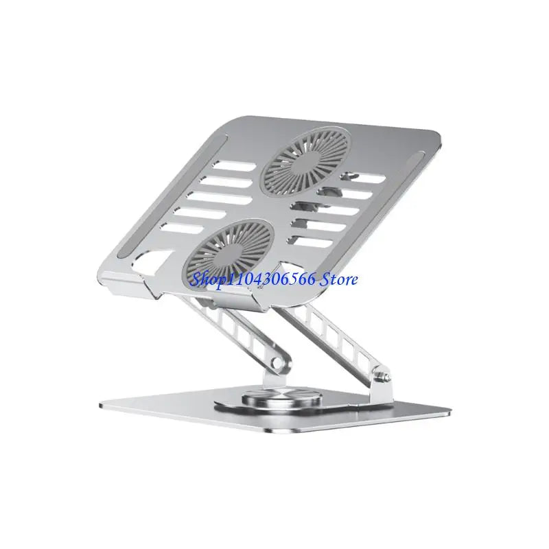 Aluminum Alloy Laptop Stand – Dual Fan, Anti-Slip, Up to 17.3" Laptop Cooling Stand HIP Silver CN
