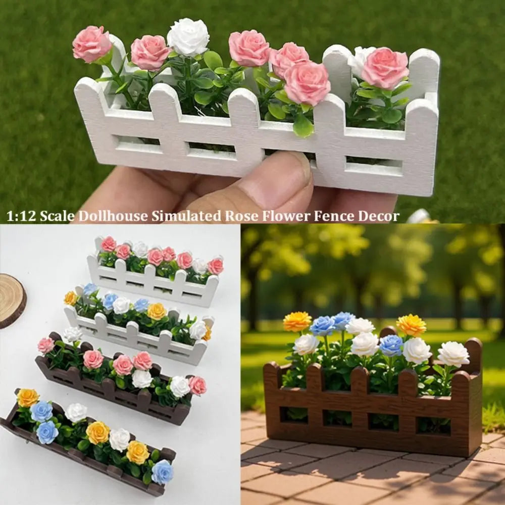 1:12 Dollhouse Miniature Rose Flower Fence Decor – 5 Colors Dollhouse Miniature Decor HIP