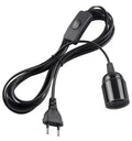 E27 Pendant Lamp Holder 1.8m Cord with EU Plug & Switch Pendant Lamp Socket HIP Black