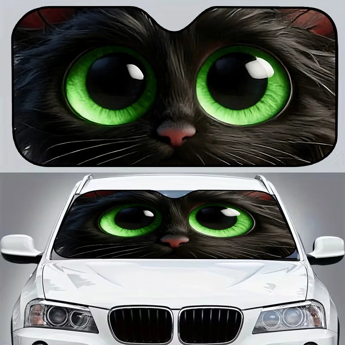 Cat-Shaped Foldable Car Sunshade – Cute Big Eyes UV Block Car Windshield Sunshade HIP M