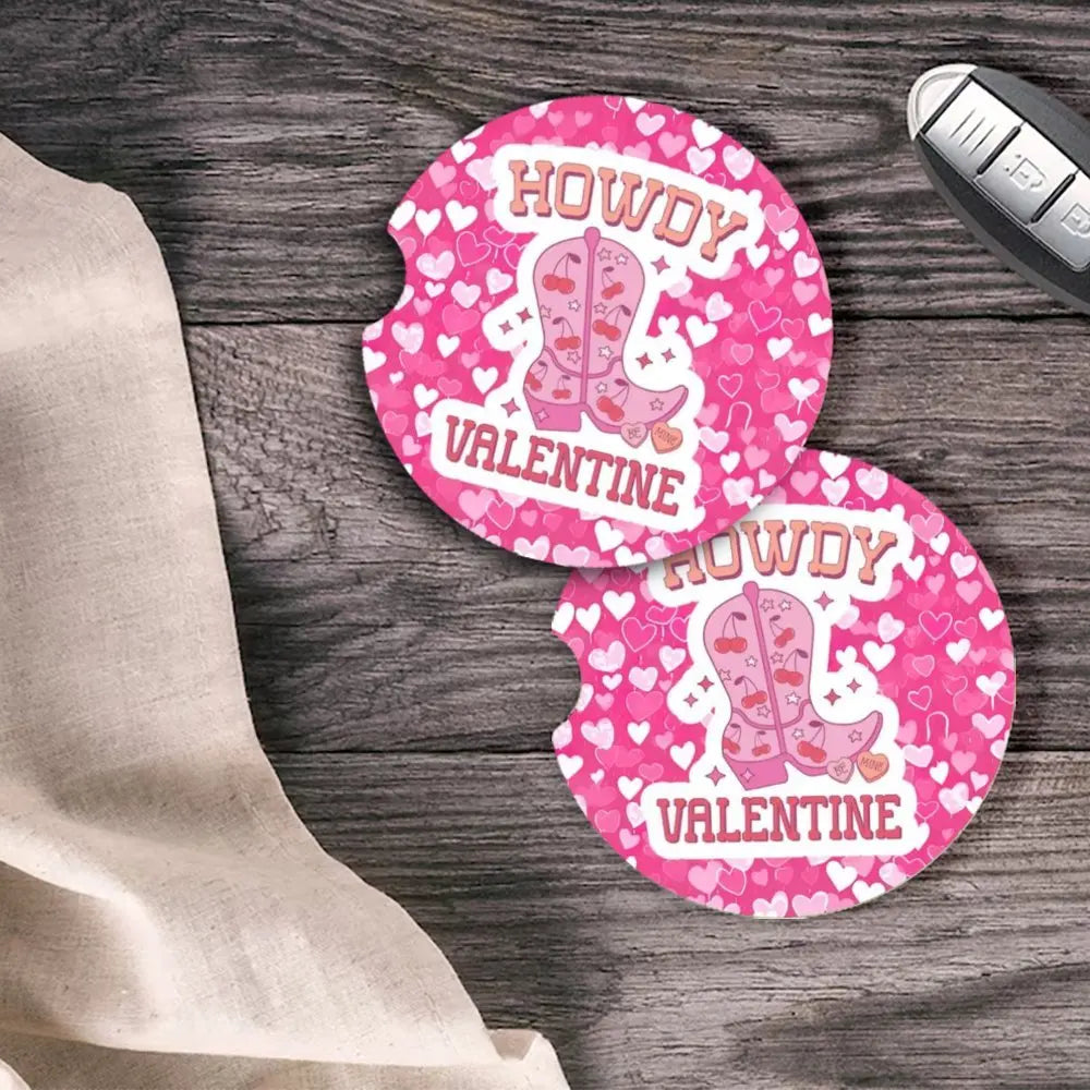 2-Pack Pink Acrylic Car Coasters – Howdy Heart Design Car Cup Holder Coaster HIP