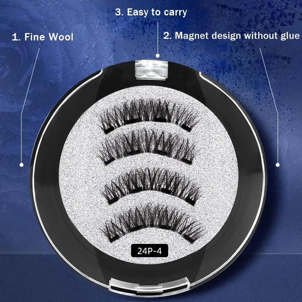 2 Pair 3D Magnetic False Eyelashes Reusable Magnetic Eyelashes With 4 Magnetic Lashes Natural Eyelash Extension Makeup Tools HIP
